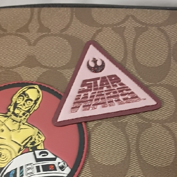 Coach Brown Signature Canvas Toiletry Pouch with Star Wars Patches - Picture 4 of 8